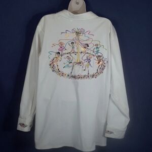Bob Mackie embroidered white jeans jacket